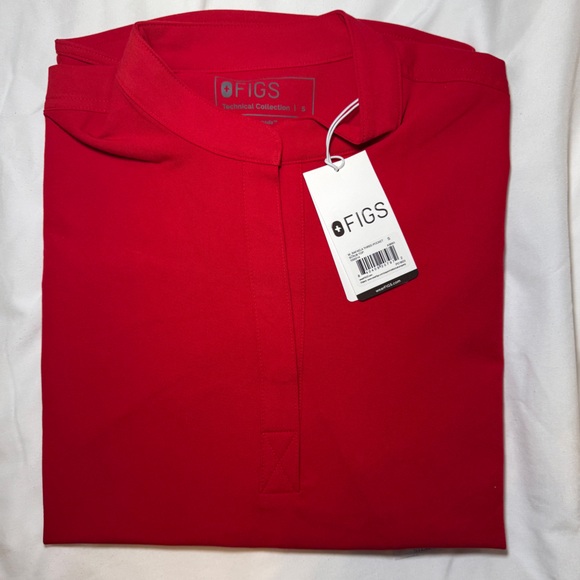 NWT Figs Rafaela oversized three pocket scrub top RED size Small - Picture 9 of 9